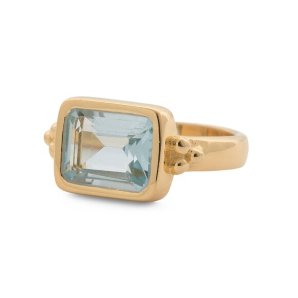 SHAANTI JEWELSIndia 18kt Gold Plated Sterling Silver Blue Topaz Ring